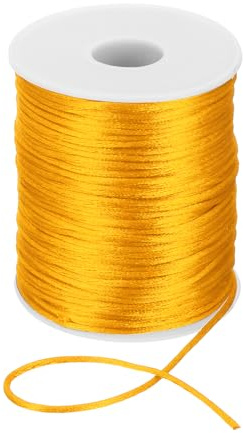 PATIKIL 2mm x 110 Yard Nylon String Cord Beading Satin String Knotting Cord Twine Thread for Jewelry Making Chinese Knotting Necklaces Macrame DIY Craft, Gold