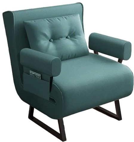 Klappsofa mit Schlaffunktion Modern Elastische Schaumstoffpolsterung Seitentaschen Chaiselongue Sofa Vintage Belastbarkeit Ca. 300 Kg Geeignet für Wohnungen, Hotels und Gärten(Green,185 * 85 * 26cm)