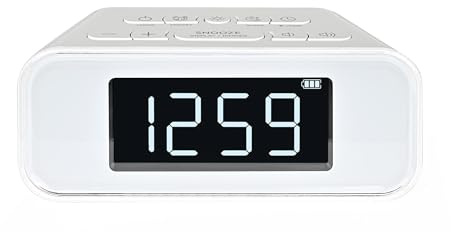 Silva Schneider UR 4200 BT – Kompaktes UKW-PLL-Uhrenradio mit Akku, Bluetooth, Dual-Alarm, Nachtlicht, USB-Ladefunktion, LED-Display, 30 Senderspeicher – weiß