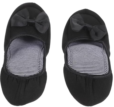 VERDANVERSE Pantofole di Cotone Pieghevoli da Viaggio Suola Morbida Rilascio Pressione Piedi Facili da Lavare Taglia 36-38 Colore Nero