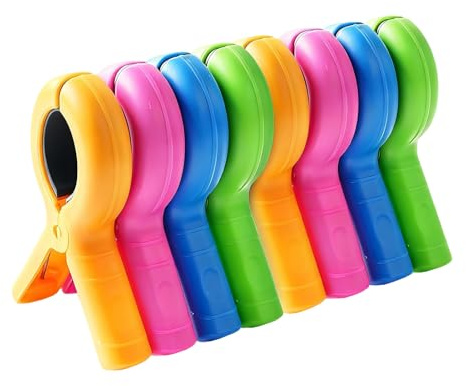 Cyberwork 8 Piezas De Clips para Toallas De Playa, Pinzas Antiviento Pesadas Sin Marcas, Diseño Antideslizante, Coloridas Y Resistentes, Aptas para Toallas, Alfombrillas Y Ropa Gruesa