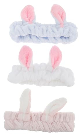 TOPBATHY 3 Piezas Diadema Facial Orejas de Conejo de Belleza para Quitar el Pelo Diadema de Ducha Orejas de Conejo para Maquillaje Accesorios Cabello