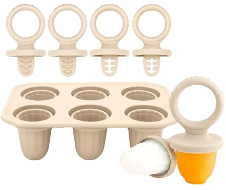 Bandeja de cubitos de hielo para dentición de bebé, moldes de silicona con 6 cavidades para golosinas heladas y encías calmantes, materiales de grado alimenticio, diseño fácil de limpiar, moldes de