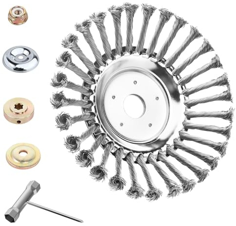 Blytra Unkraut-Radbürsten-Schneidkopf, 25.4 mm Universalaufnahme, langlebige Stahldrahtbürste für Rasentrimmer & Freischneider, ideal für Fugen, Pflasterflächen, Gehwege, Unkraut & Moos – 20.32cm