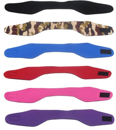 TEMPNAP Diadema Deportiva para Natación y Ducha, Banda Protectora de Neopreno para Oídos, Talla Grande, Pack 6 Piezas en Negro, Rojo, Azul, Fucsia, Camuflaje y Morado, Accesorio