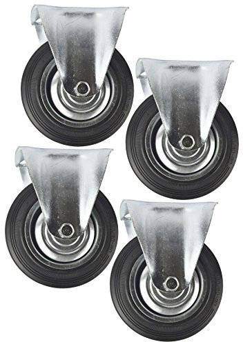 6 (150 mm) gomma rotella fissa carrello Ruote orientabili mobili (confezione da 4) CST09
