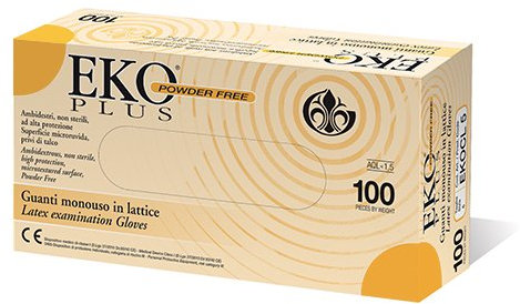 EKO Plus EKOCL8 Guanto Monouso in Puro Lattice di Gomma Naturale, Non Sterile, Misura L, 10x100 Pezzi, Totale 1000 Pezzi