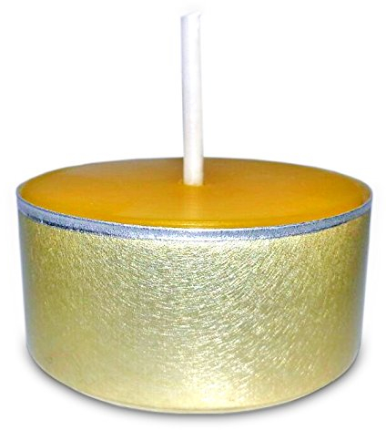 22x Bienenwachsteelichter – 100% naturreines Bienenwachs – handgefertigt in Deutschland – warmes, ruhiges Kerzenlicht – in goldenen Aluminiumschalen