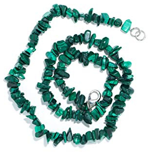 Taddart Minerals - Grüne Splitter Halskette aus dem natürlichen Edelstein Malachit mit 45 cm Länge - handgefertigt