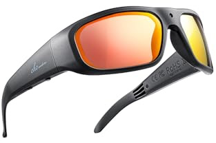 OhO - Occhiali con fotocamera da 32 GB, risoluzione 24 m, H.265, 1080p, lenti UV400, per sport all'aria aperta, unisex, lenti rosse a specchio, Montatura nera + lente rossa