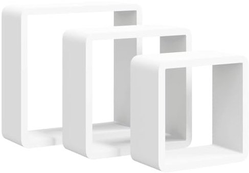 vidaXL Vägghyllor kub 3 st vit MDF