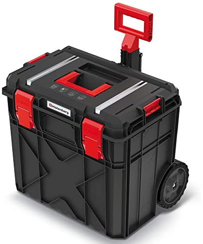 Rollende Werkstatt Werkzeugtrolley Werkzeugkoffer X-TECH Mit Rädern und Teleskopgriff Ladefähigkeit bis 50 kg Staubdicht Kunststoff 51 cm x 54,6 cm x 38 cm (HxBxL)