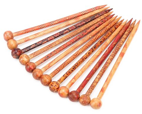 Agatige Fermagli A Forma Di Bacchetta,12 Pezzi Fermagli Per Capelli, Bastoncini Per Capelli Lunghi in Legno,stile Folk Retrò Stampato,decorazioni Per Donne Accessori Per Matrimoni, Balli, Spose