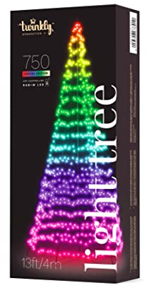 Twinkly Light Tree 3D 4m, Albero Natale a Pennone Interni ed Esterni, Albero Preilluminato 750 LED Mappabili RGB+Bianco, Compatibile Alexa e Google Home, IP44, Decorazione Natalizia Controllata da App