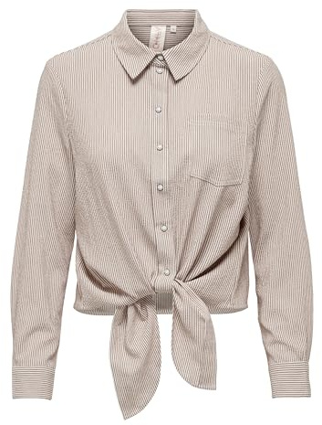 ONLY ONLLECEY LS Knot Shirt Noos WVN Blouse, Toasted Coconut, L Femme