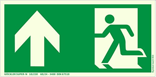 Fluchtweg Notausgang Schild langnachleuchtend Kunststoff Pfeil Oben ASR A1.3