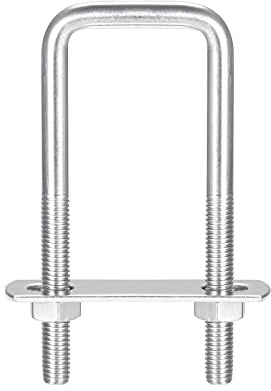 sourcing map Square U-Bolts, 3 Sets 35mm(1.38) Inner Width 100mm Length M8 304 Stainless Steel U Clamp Bolt with Nuts and Plates, for Boat Trailer