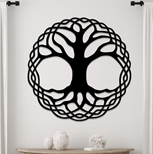 dv decovieno Deko-Baum, Wanddekoration, rund, Baum des Lebens, Metall, Wanddekoration für Haus, Wohnzimmer, Schlafzimmer und Büro, großer Baum, Wandkunst aus Metall (20 cm)