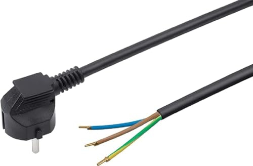 Meister Cavo di alimentazione con contatto di protezione – 5 metri – nero – Cavo in plastica H05VV-F3G1,5 – 3 fili – IP20 / cavo di collegamento/materiale di installazione / 7434550