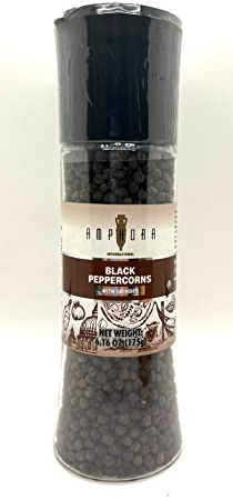 AMPHORA KOSHER BLACK PEPPERCORNS WITH GRINDER - 6.16 OZ (175 GR)