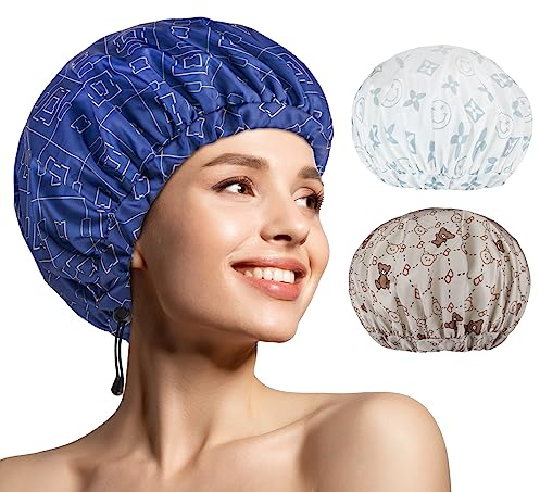 3 Cuffie Da Doccia Per Donna, Extra Large, A Doppio Strato, Impermeabili, Oversize E Regolabili, Adatte A Tutte Le Lunghezze E Stili Di Capelli