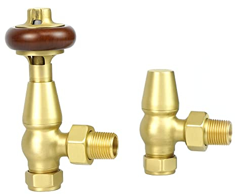 Klassisches Thermostatventil - VANCOCO Traditionelles Ventil für Heizkörper Paar Chrom abgewinkelt Antik Massiv Messing ABS Konstruktion Thermostatventil Kopf Heizkörperthermostat