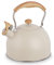 Whistling Kettle, 2.5L Stainless Steel Stove Top Whistling Tea Kettle with Wood Grain Handle, Teapot for Gas Hobs, Induction, Cooker and Electric Hobs (Beige)