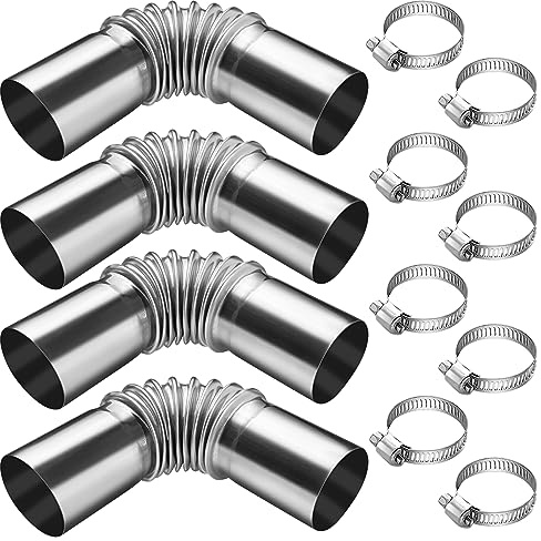 WZYTEU 4 Stück Abgasrohr, Abgasschlauch 24 mm für Autos Stromerzeuger Diesel Heizung, mit 8 Stück Schlauchschellen(Edelstahl 13 cm)