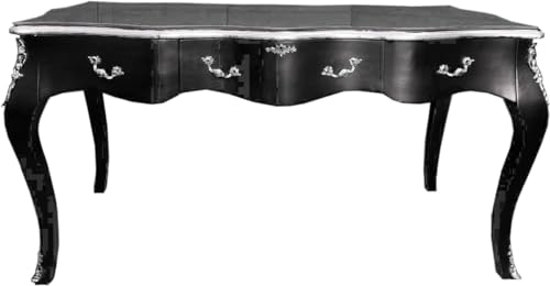 Casa Padrino Barock Sekretär Schwarz/Silber- Schreibtisch Luxus Möbel Büro