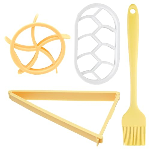UTMACH Brödstämplar, set med 3 stycken brödbitar, kakskärare av plast semintryckare för kejsarsemmer, 3 storlekar, brödstämpel, med silikonborste för gör-det-själv, deg, kex, press bröd,