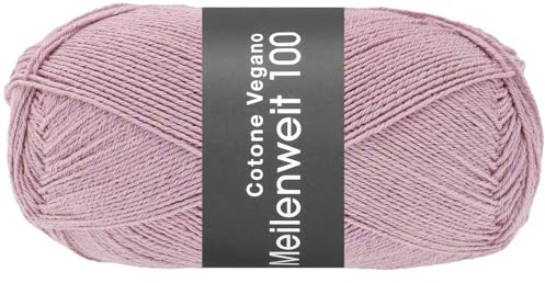 LANA GROSSA Meilenweit Cotone Vegano| Die Alternative ohne tierische Fasern | Handstrickgarn aus 76% Baumwolle, 14% Polyamid & 10% Polyester | 100g Wolle zum Stricken & Häkeln | 420m Garn FB17