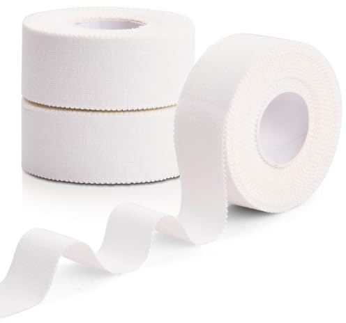 Rapidbok 3 Rollen Sporttape Weiß, Sport Tapeverband, Fingertape Selbstklebend, Sport Tapeband Finger, Hypoallergenes Medizinisches Tape, Klettertape Set für Alle Sportarten - 2.5cm x 10m