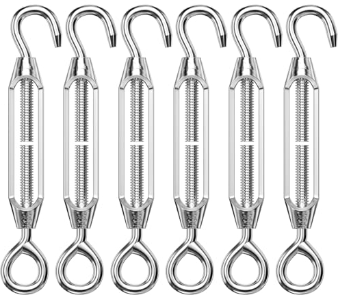 Traxenta 6 Pezzi Tiranti per Filo Acciaio, Tendifilo per Recinzione, Tirante Filo Stendibiancheria, Tenditore Cavo Acciaio, Tendicavo per Rete, Tenditori Regolabile, per Recinzioni e Supportos Piantes