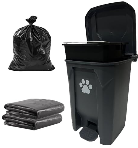 CCAATVG Dog Poop Trash Can Outside 20L with Waste Bags Outdoor Dog Poop Trash Can for Backyard with Lid Foot Pedal and Removable Inner Bucket