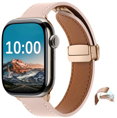 SeNool PU Cuir Bracelet pour Apple iWatch 46mm 42mm 44mm 45mm 49mm | pour Apple iWatch Ultra 3 2 1 SE 3 2 1 Series 11 10 9 8 7 6 5 4 3 2 1 Souple Magnétique Bracelet de Remplacement en Cuir