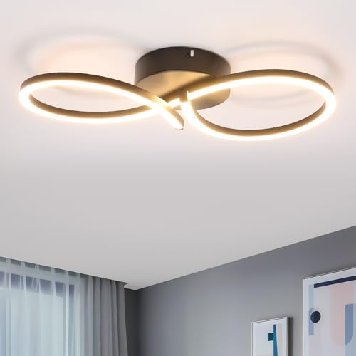 Homefire Deckenlampe LED Deckenleuchte Wohnzimmer 24W Wohnzimmerlampe | Modern Kreative Design Schwarz Küchenlampe 3000K Warmweiß Schlafzimmerlampe Flur Metall Deckenleuchten für Küche Büro