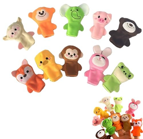 XOXVURI 10 Stück Finger Plüschtier Mitgebse, Kindergeburstagen, Gastgeschenke für Kinderparty und Stuffer für Ostereier, Niedliche Tiere,Mehrfarbig