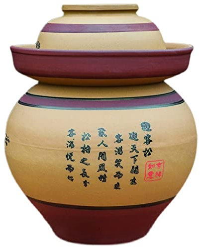 vaso di fermentazione. Vaso in ceramica retrò con coperchio, grande kit di fermentazione tradizionale cinese in coccio con coperchio a tenuta d'acqua(8.5KG)