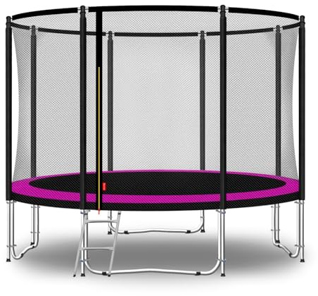 Baunsal® Trampolin Outdoor Ø 305 cm (FGOS) pink-schwarz als Komplettset Gartenspielzeug Kindertrampolin Gartentrampolin rund Garten Spielzeug für Kinder