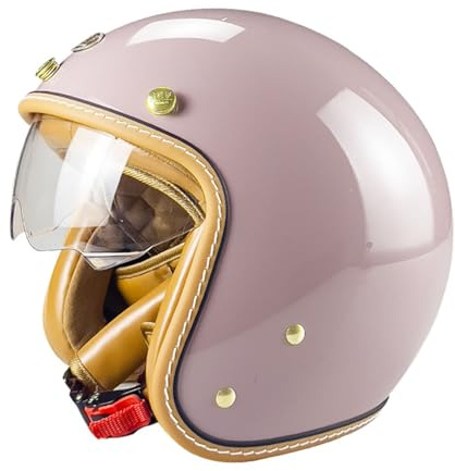 VVPEC Retro Jethelm Motorradhelm Vintage Halbschalenhelm Erwachsene Herren Halbschalenhelm Mit ECEDOT Zulassung Damen Rollerhelm Cruiser Chopper Skateboard Rollerhelm Mit Visier(10,M=57~58cm)