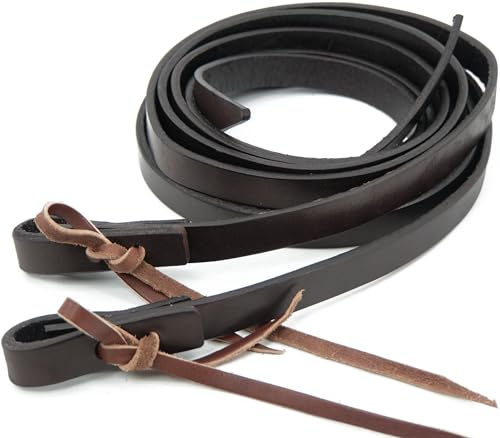 Jeereal Ranch Split Zügel, schweres ölgewichtetes Leder, eingebrochen, geschmeidige Lederzügel für Westernpferde, 1,6 cm x 2,1 m, Dunkelkaffee