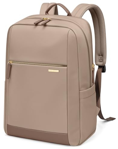 Golfkvalitet laptopryggsäck för kvinnor affärsresor laptopväska högskola dator ryggsäck, Brun, 14 Inch