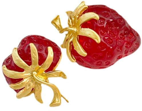 LALADEFIEE Boucles Oreilles Fraise Rouges Originales Clous Créatifs pour Femmes Accessoires Mode Confortables pour Sorties et Fêtes