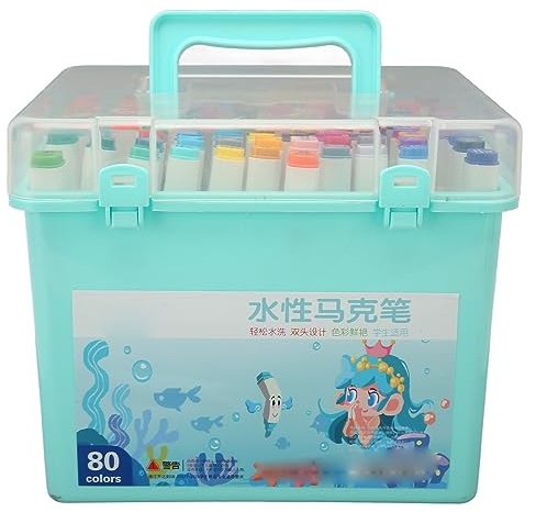 plplaaoo Pennarelli Graffiti a doppia testa a base d'acqua Colori intensi Pennarelli a vernice ad asciugatura rapida per artigianato fai-da-te Bambini Adulti Confezione da 24 o 80 pezzi (80 colori)