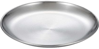 DTACBNEUZ plato hondo Bandeja de almacenamiento vajilla apilable placa acero inoxidable, plato cena Metal redondo for cocina, Hotel, restaurante, postre, Camping(17cm)