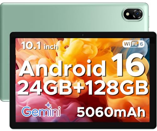 POPUX U10 2026 Neueste Android 16 Tablet 10 Pollici, 16GB RAM+128GB ROM (2TB TF) Gemini AI Tablet PC 5060mAh / Widevine L1/ 8MP+5MP Doppia Fotocamera/WiFi 6/ Type C/Jack per cuffie da 3,5 mm, Verde