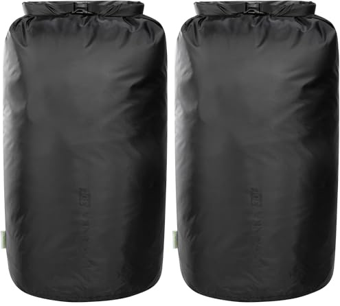 Tatonka Packsack Dry Sack 30l - Wasserdichter Packbeutel mit Rollverschluss und Steckschließe - Aus recyceltem Polyester - 30 Liter Volumen (schwarz) (Packung mit 2)