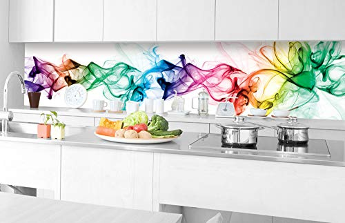 Pellicola autoadesiva per la parete della cucina; tema: Fumo, pellicola decorativa, paraschizzi per la cucina, di altissima qualità, 350 cm x 60 cm