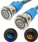 CESFONJER 2 Pcs Interruptor de Botón de Bloqueo | Botón Interruptor Resistente al Agua | 16 mm 12V Metal Encendido/Apagado Para Automovil, Barco, Etc (LED Azul + LED Rojo)