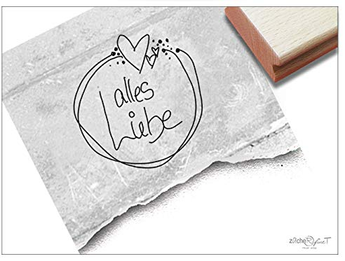 Stempel Textstempel ALLES LIEBE in Handschrift - Schriftstempel Glückwünsche Geburtstag Hochzeit Karten Geschenkanhänger Geschenk Deko - zAcheR-fineT